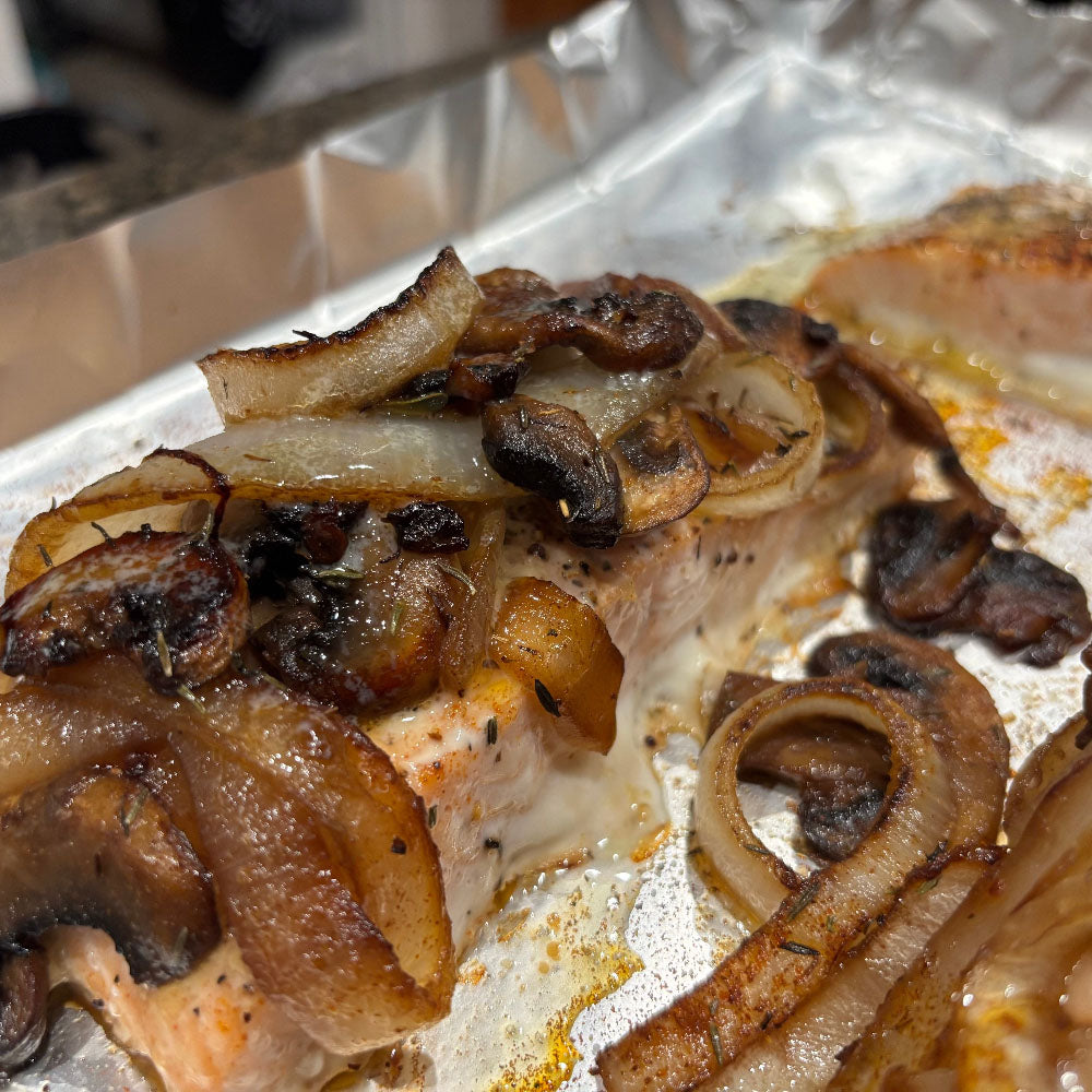 Oven Baked Salmon and Mushrooms
