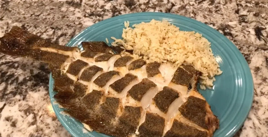 Grilled Whole Flounder with Cajun Garlic Butter (Gas Grill Method)