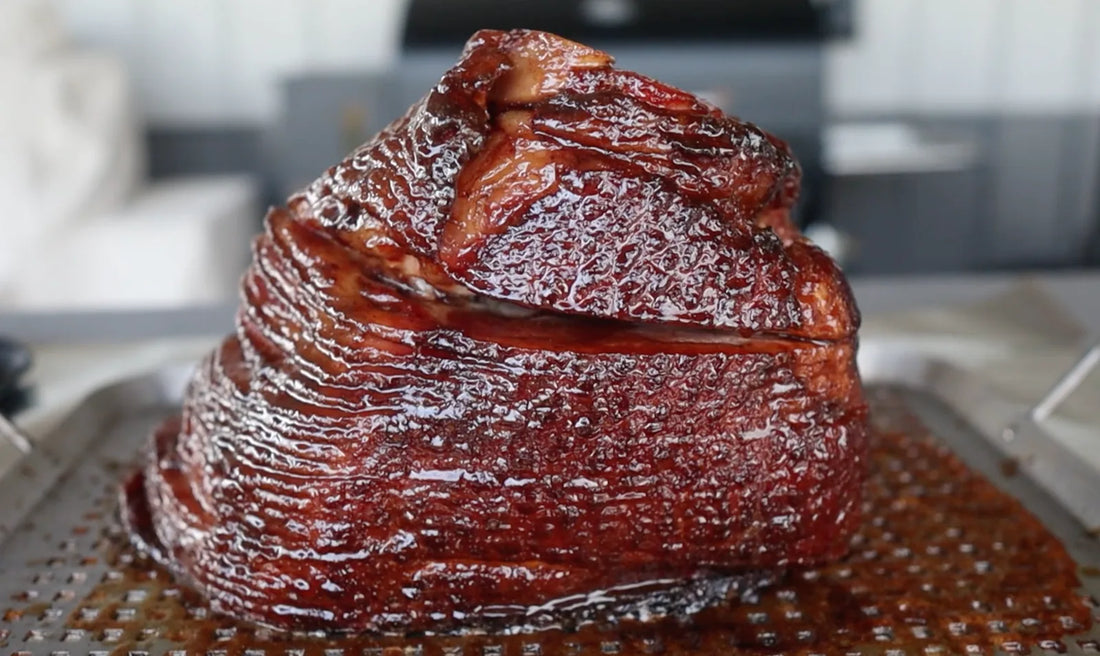 Double Smoked Ham on a Pellet Grill with Maple Bourbon Glaze