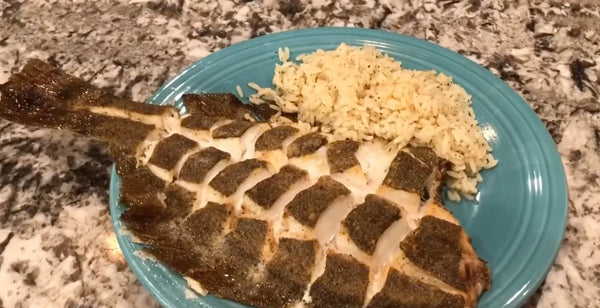 Grilled Whole Flounder with Cajun Garlic Butter (Gas Grill Method)