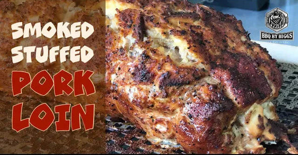 Smoked Stuffed Pork Loin with Parmesan Mushroom Rice