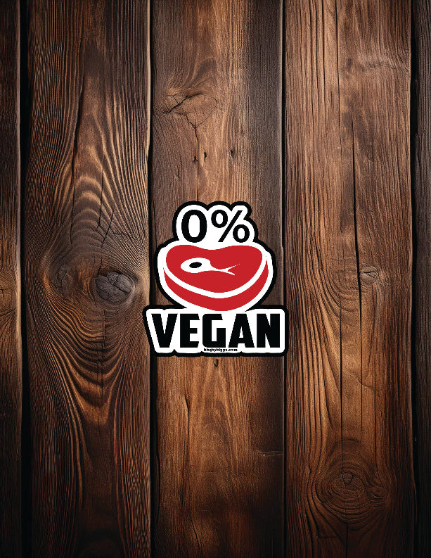 zero percent vegan sticker on background