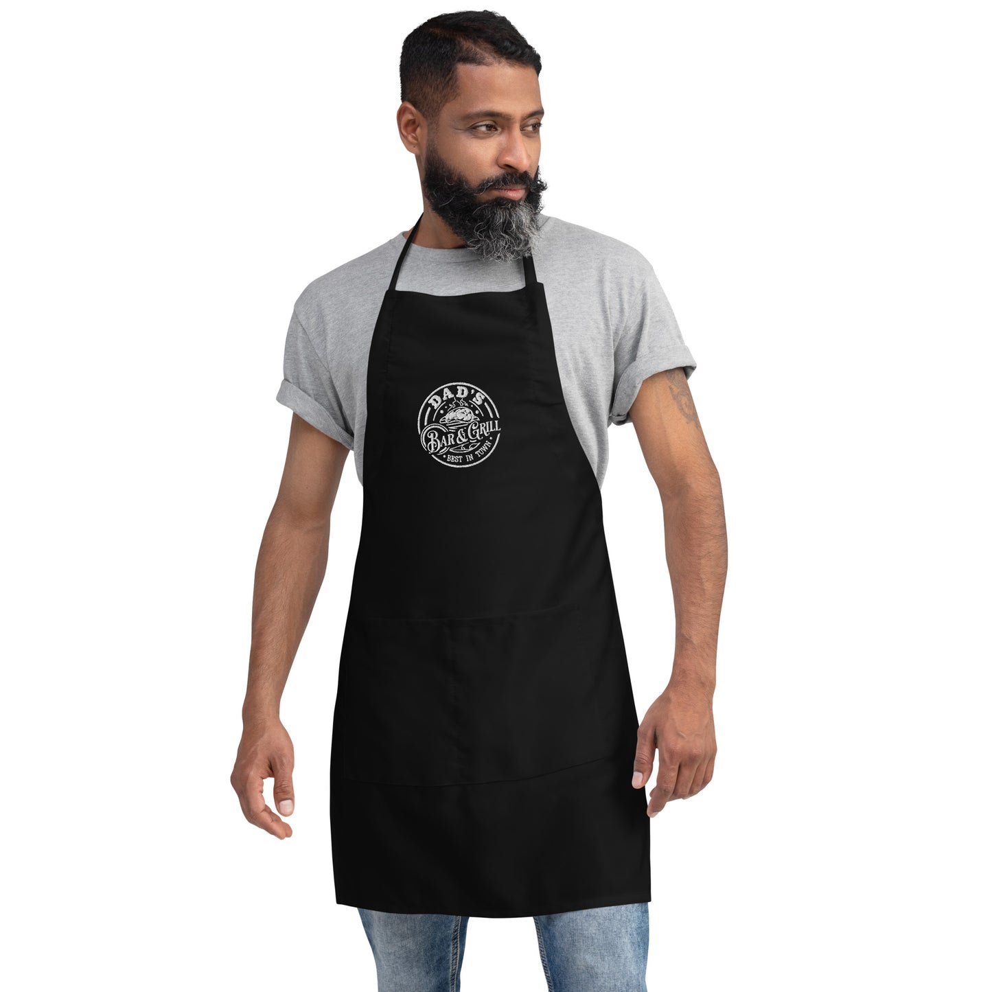 Dad’s Bar & Grill Embroidered Apron – Premium BBQ & Cooking Apron for Grill Masters