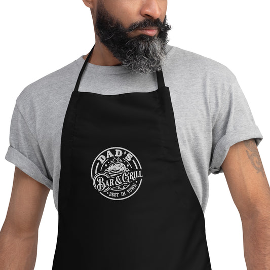 Dad’s Bar & Grill Embroidered Apron – Premium BBQ & Cooking Apron for Grill Masters