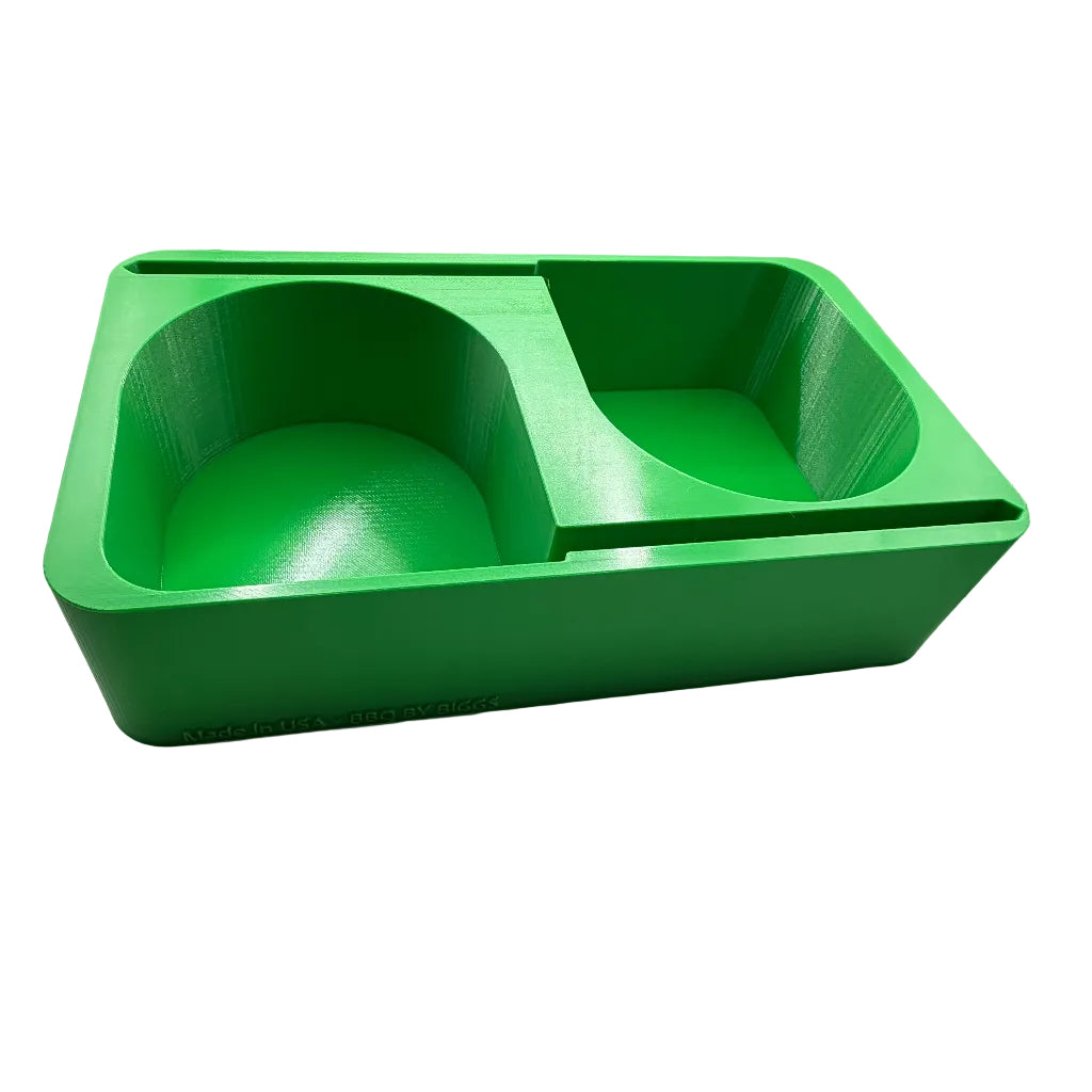 green bbq probe holder on white background