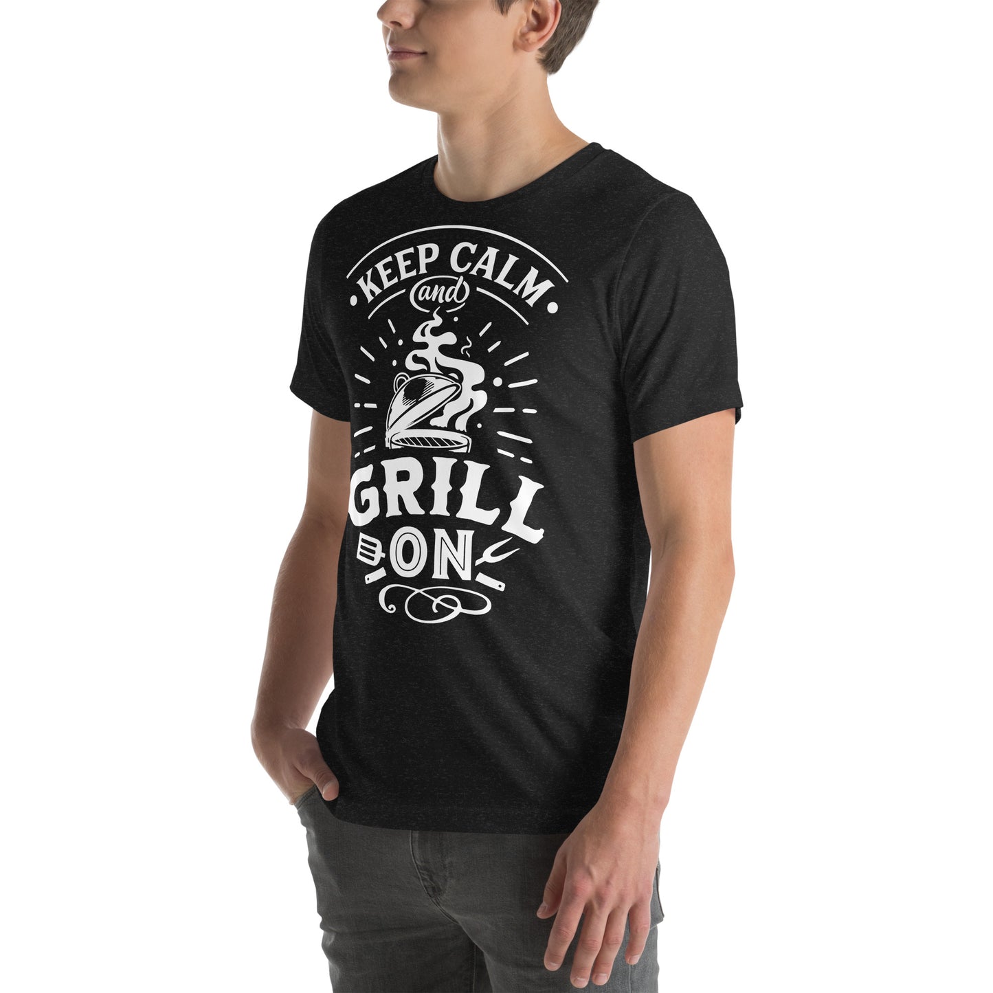 Keep Calm and Grill On Dark T-shirt – Soft & Comfortable BBQ Tee with Unique Style