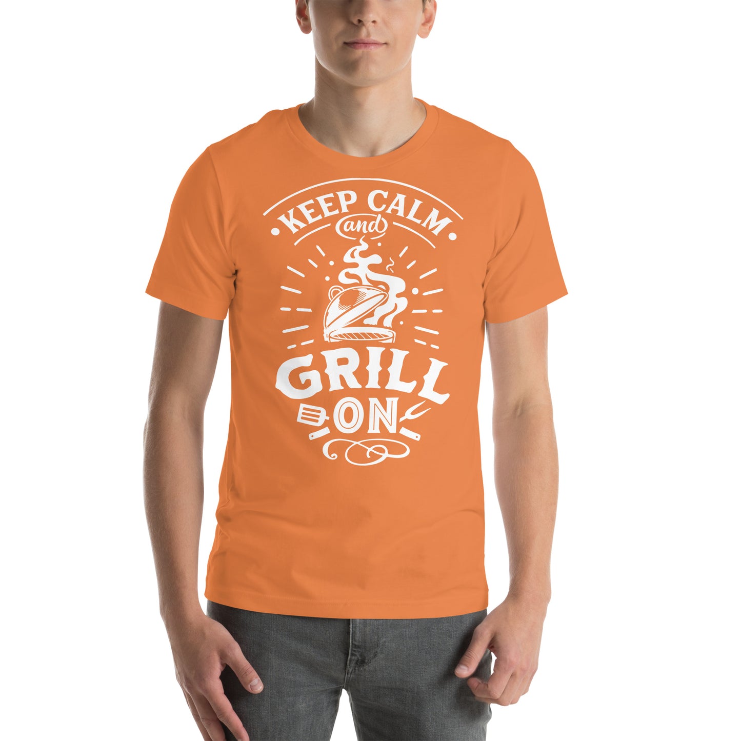 Keep Calm and Grill On Dark T-shirt – Soft & Comfortable BBQ Tee with Unique Style