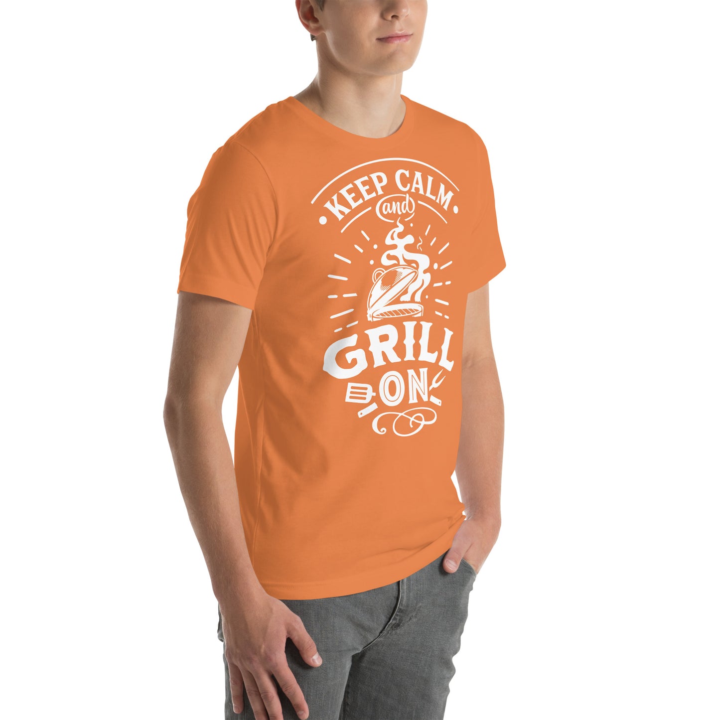 Keep Calm and Grill On Dark T-shirt – Soft & Comfortable BBQ Tee with Unique Style