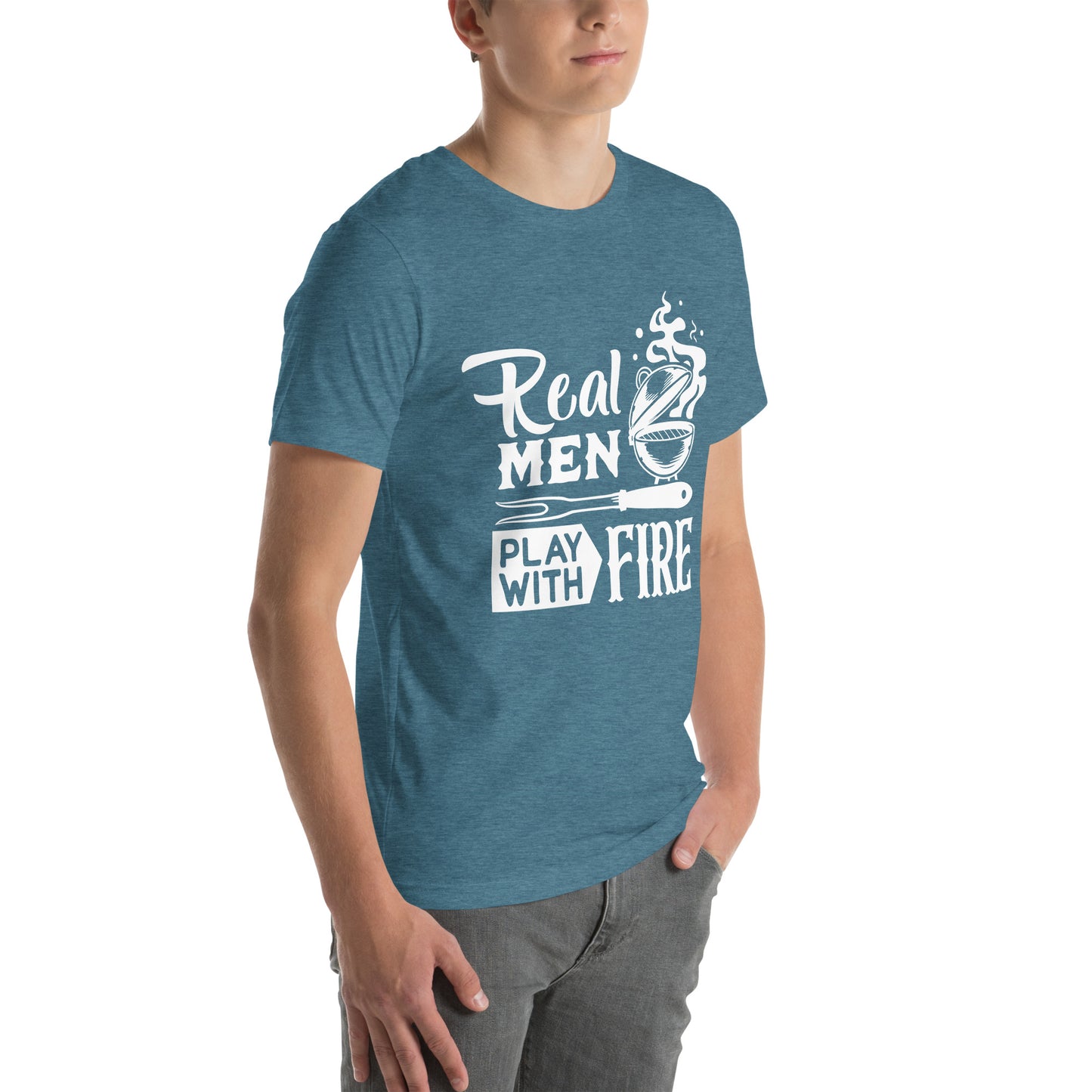 Real Men Play With Fire Funny BBQ Shirt Unisex t-shirt