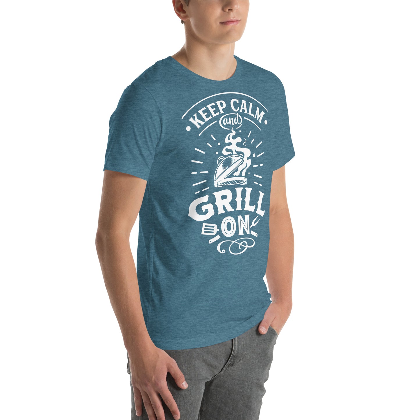 Keep Calm and Grill On Dark T-shirt – Soft & Comfortable BBQ Tee with Unique Style