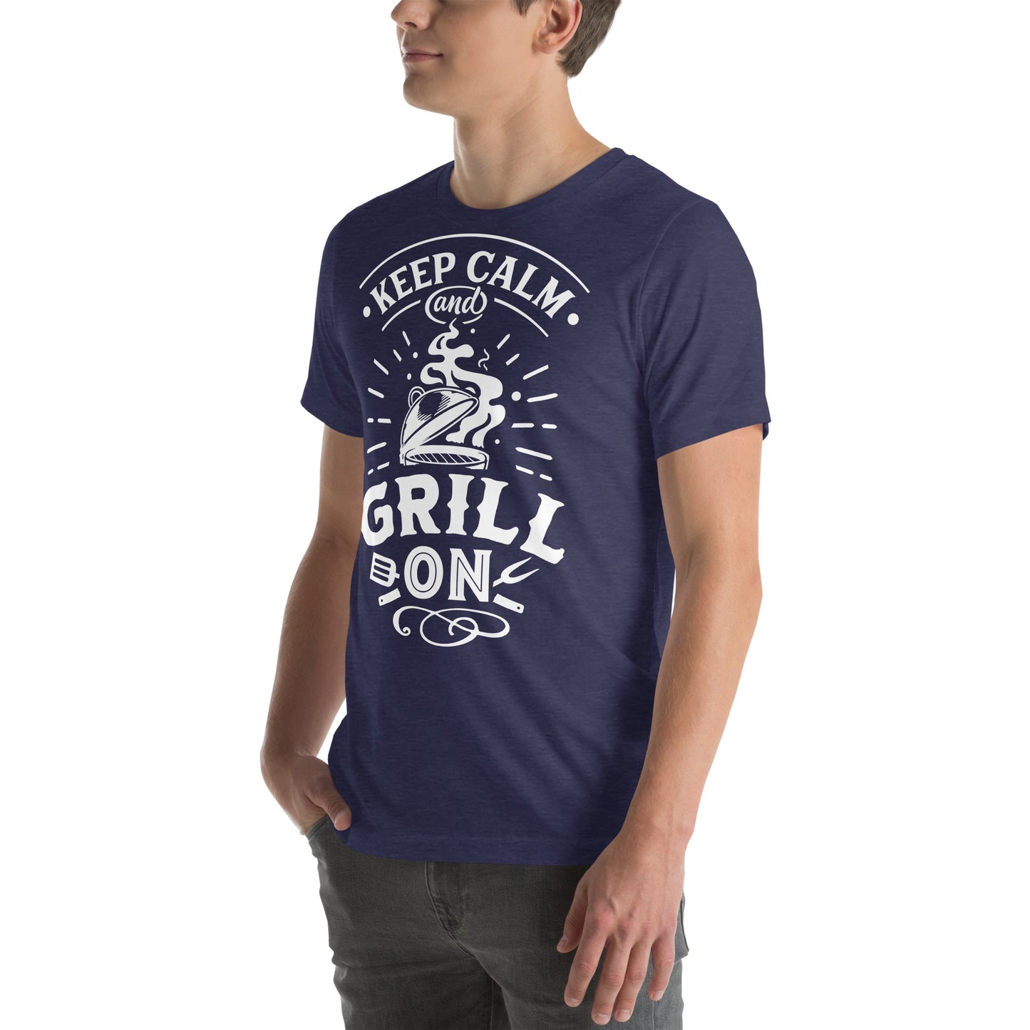 Keep Calm and Grill On Dark T-shirt – Soft & Comfortable BBQ Tee with Unique Style