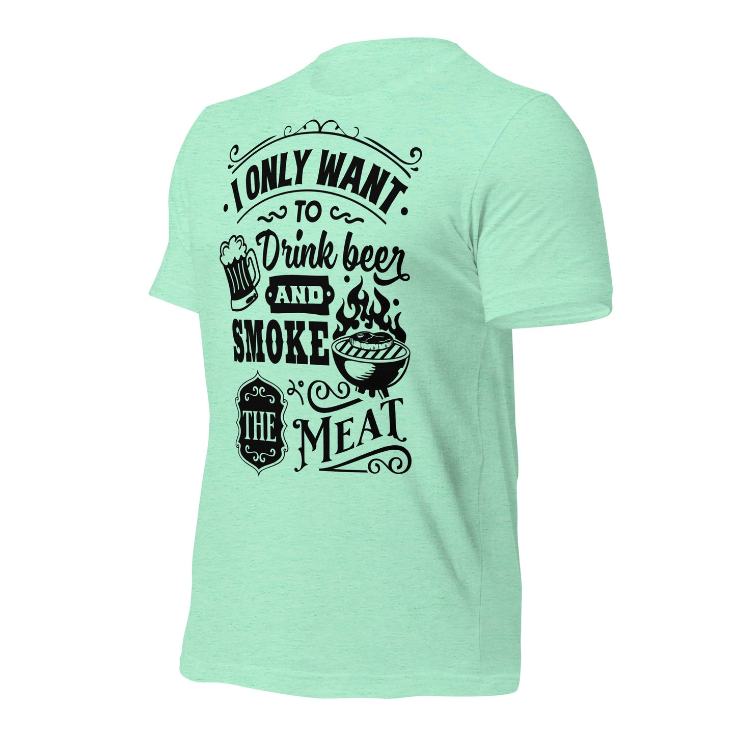 Bright I Only Want to Drink Beer and Smoke Meat BBQ Unisex t-shirt