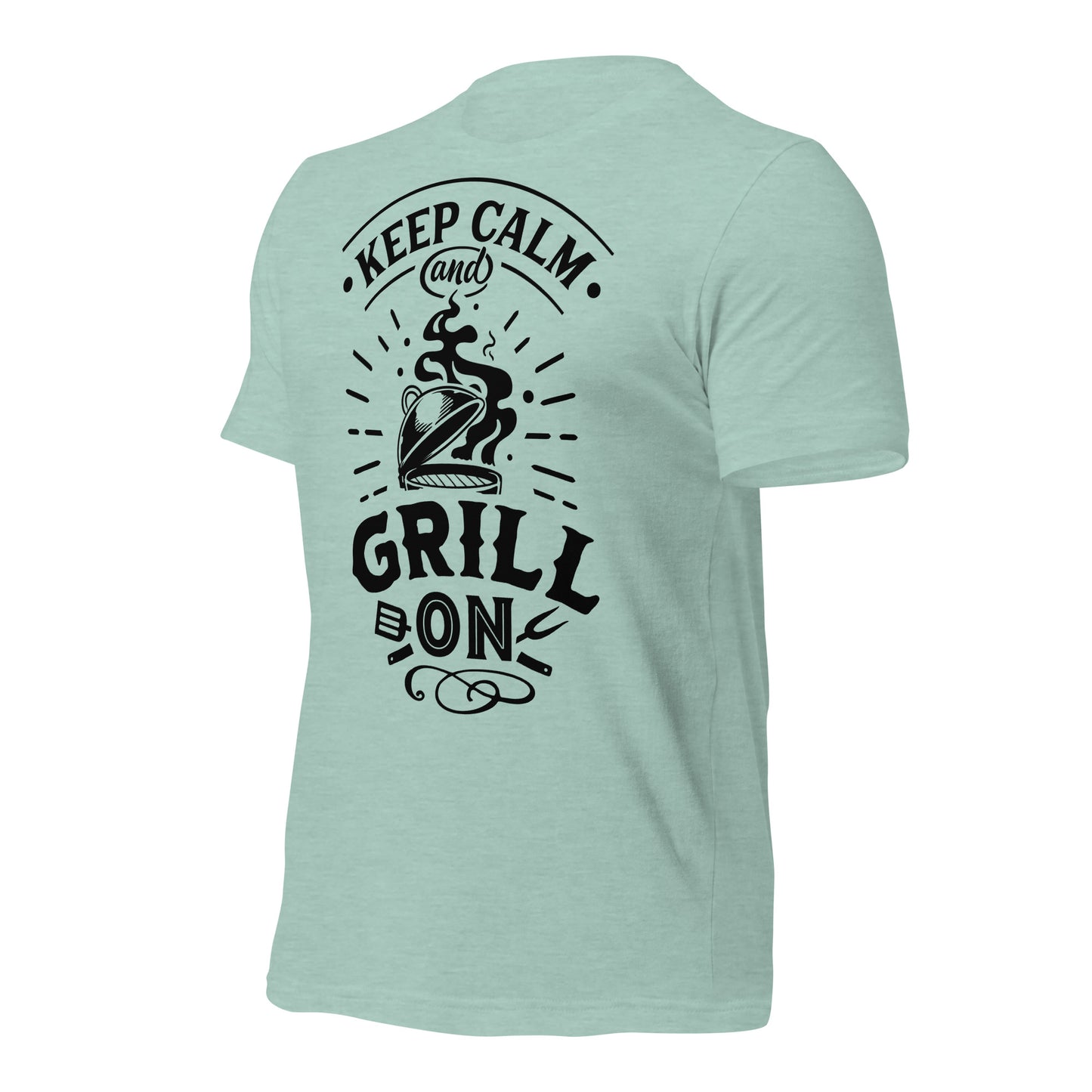 Keep Calm and Grill On T-shirt – Comfortable & Motivational BBQ Tee for Grill Lovers