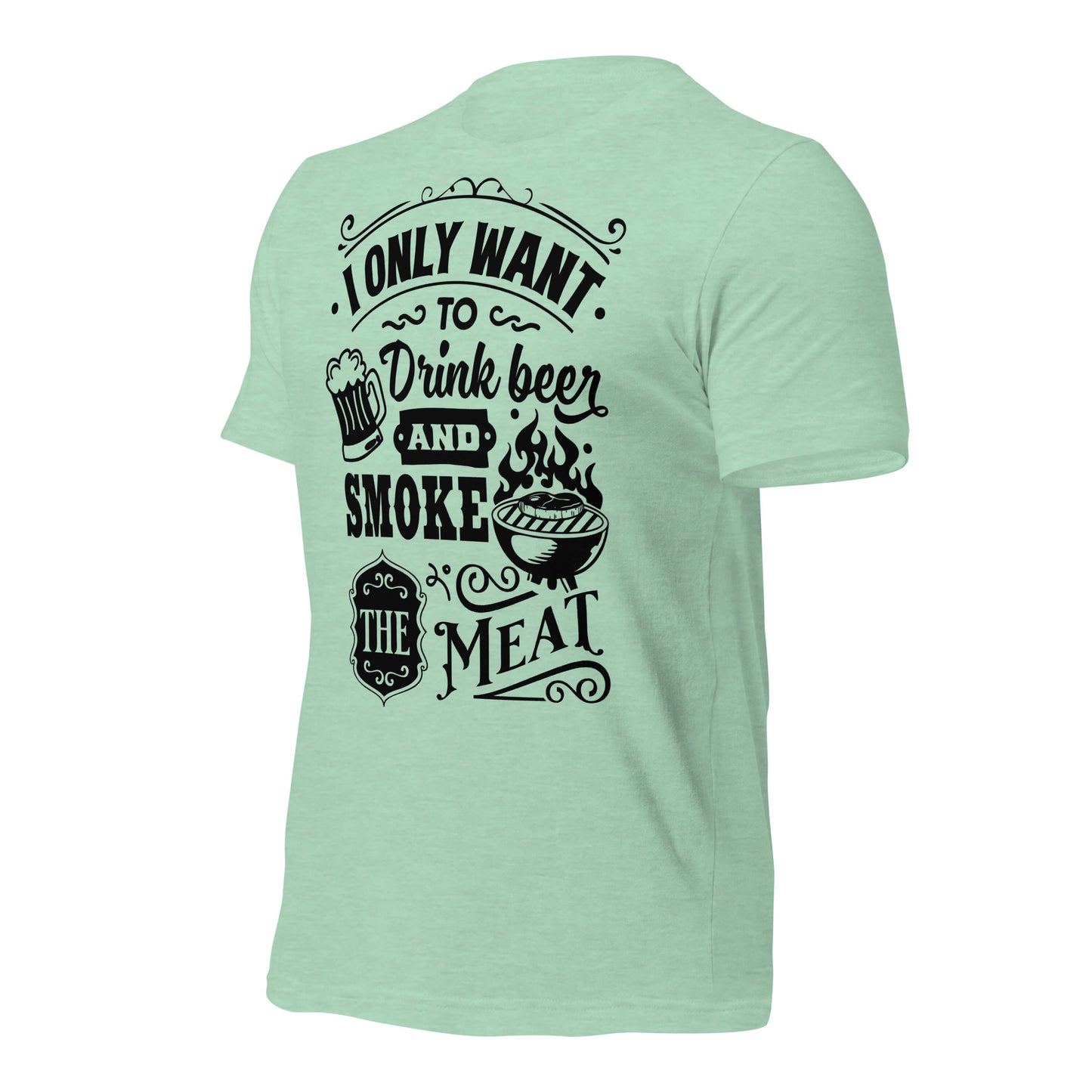 Bright I Only Want to Drink Beer and Smoke Meat BBQ Unisex t-shirt