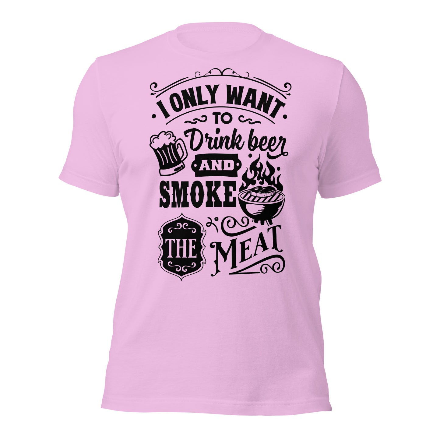 Bright I Only Want to Drink Beer and Smoke Meat BBQ Unisex t-shirt