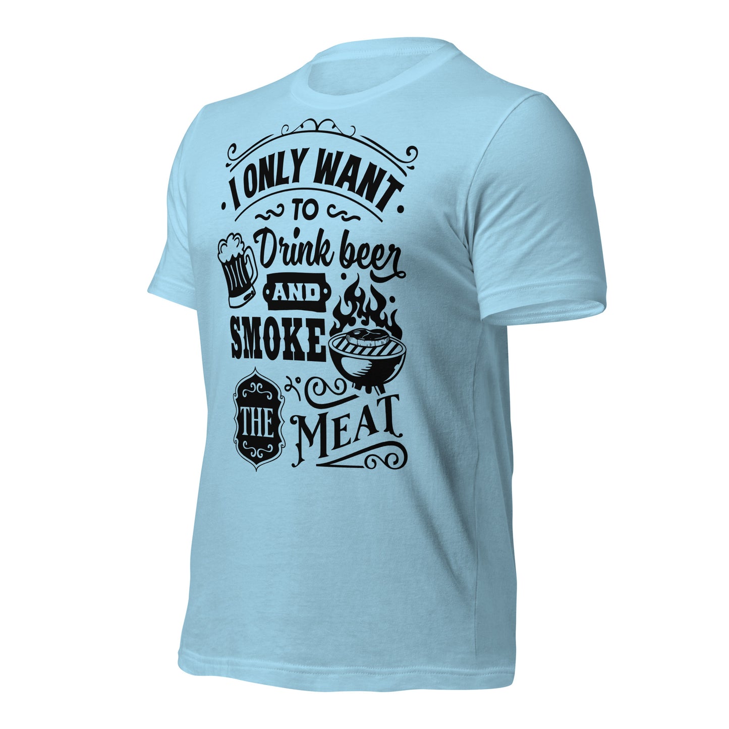 Bright I Only Want to Drink Beer and Smoke Meat BBQ Unisex t-shirt