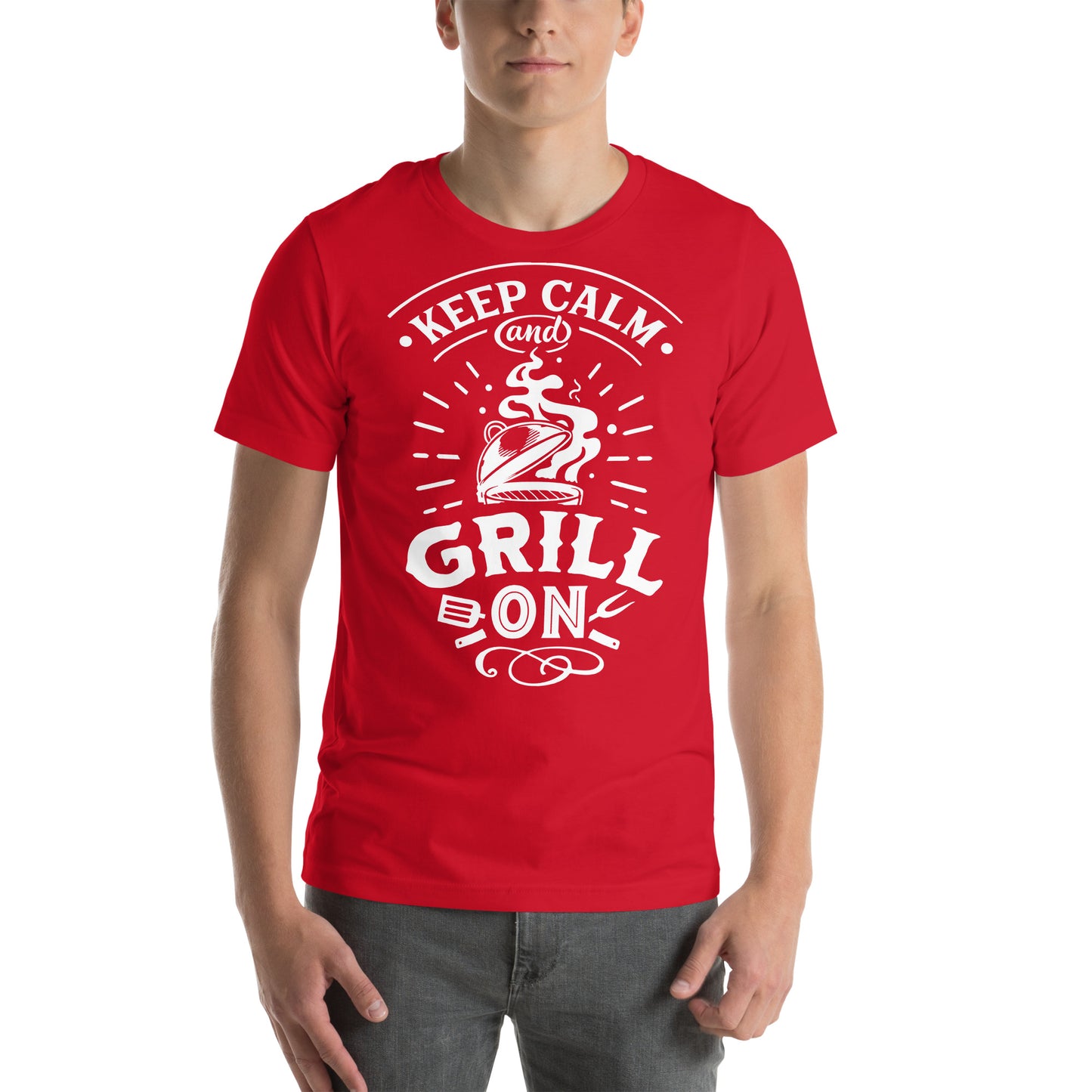 Keep Calm and Grill On Dark T-shirt – Soft & Comfortable BBQ Tee with Unique Style