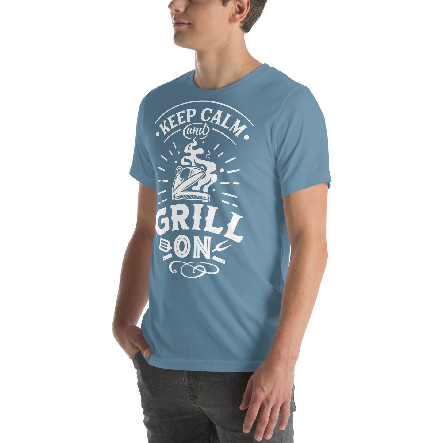 Keep Calm and Grill On Dark T-shirt – Soft & Comfortable BBQ Tee with Unique Style