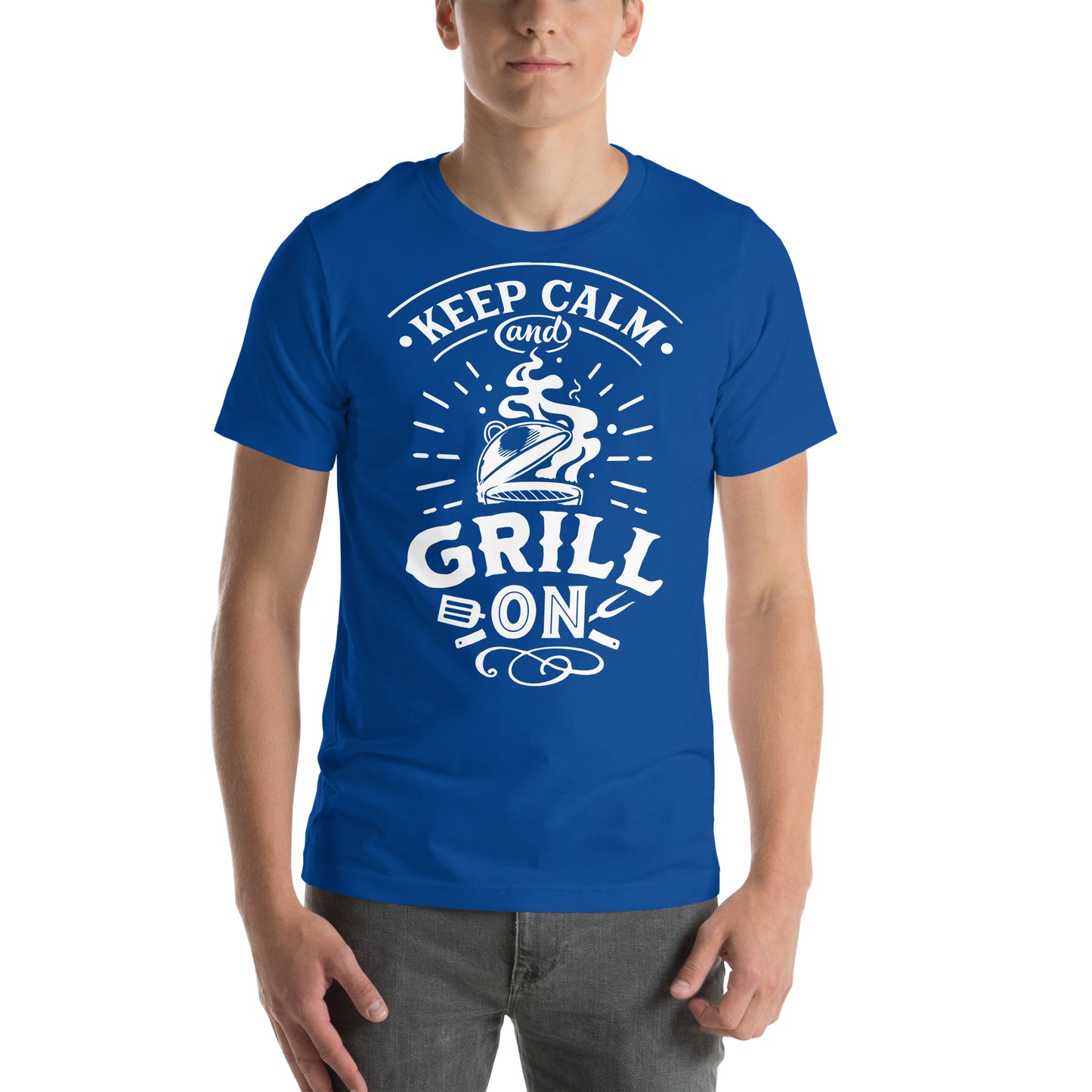 Keep Calm and Grill On Dark T-shirt – Soft & Comfortable BBQ Tee with Unique Style