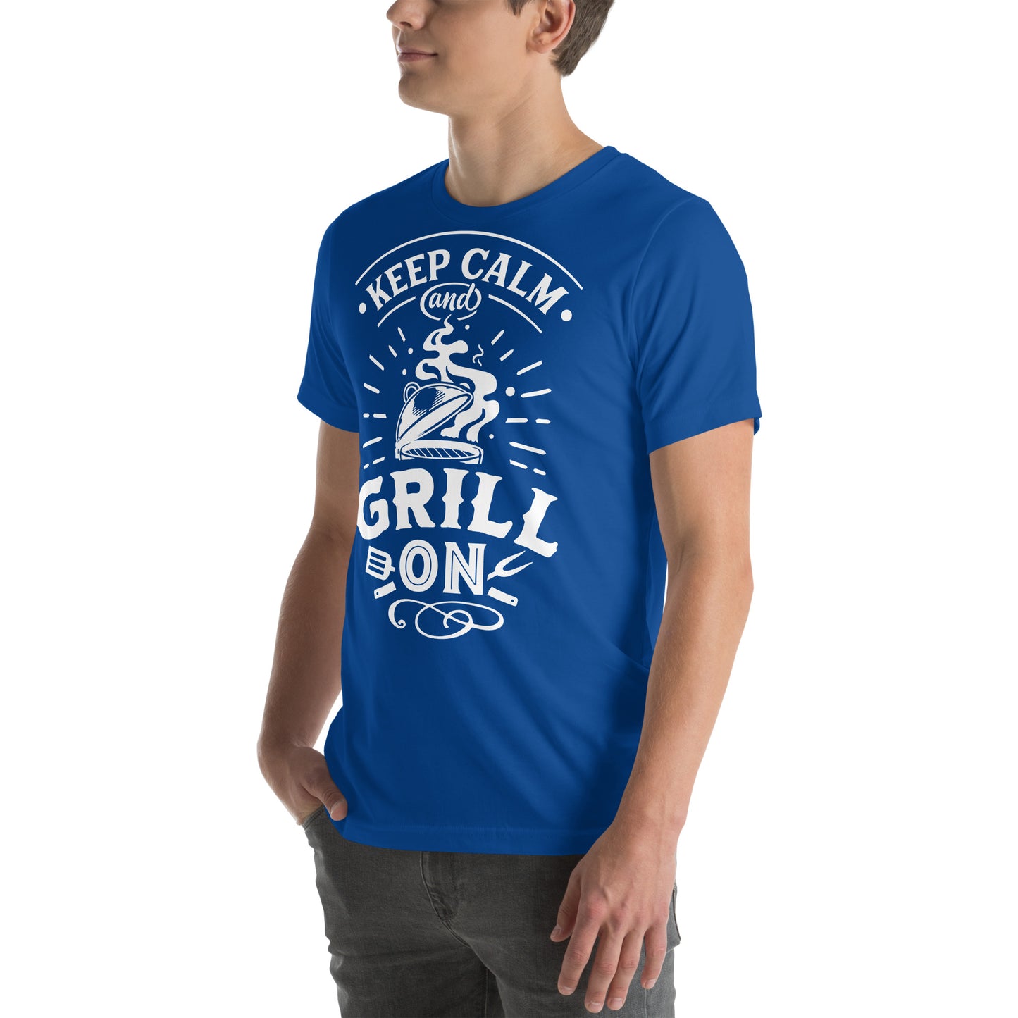 Keep Calm and Grill On Dark T-shirt – Soft & Comfortable BBQ Tee with Unique Style