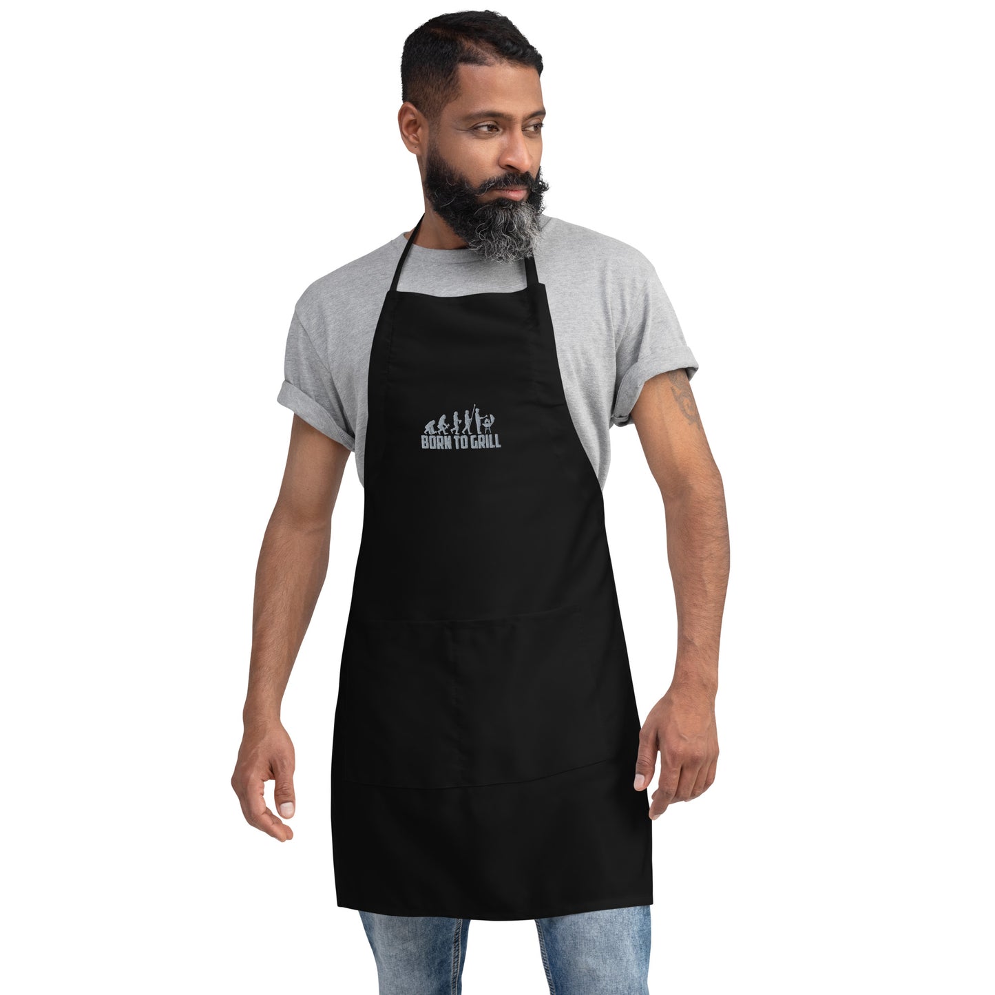 🔥 Born to Grill Embroidered Apron – Ultimate BBQ & Cooking Gear 🔥