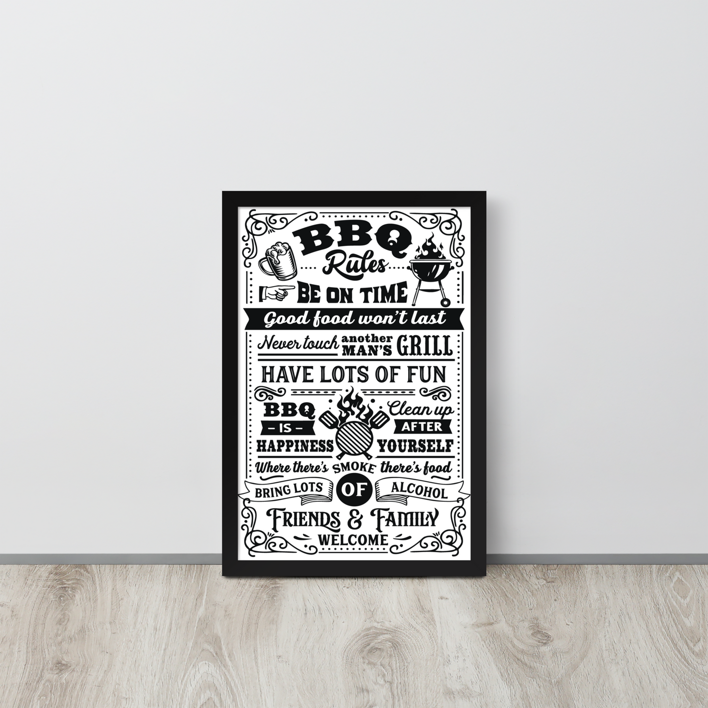 BBQ Rules Framed Poster – Fun & Stylish Wall Art for Grill Masters