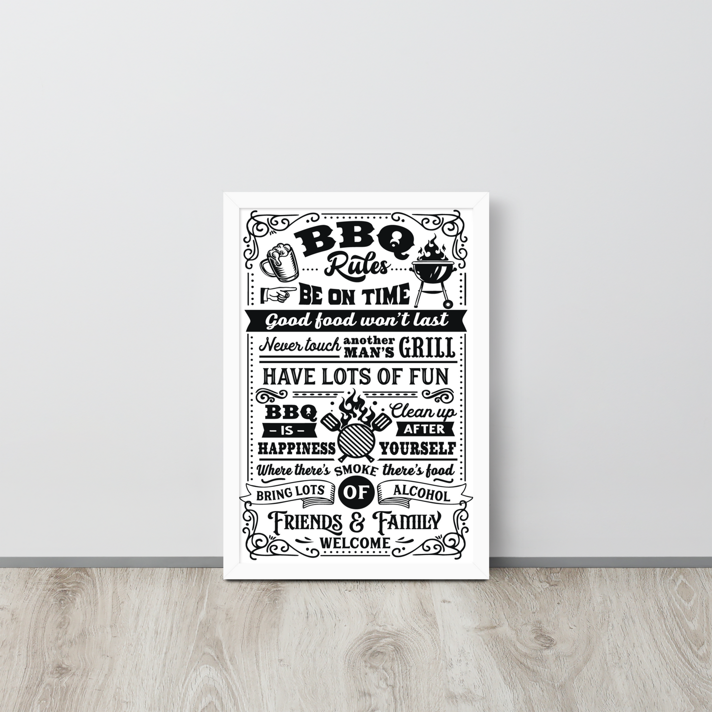 BBQ Rules Framed Poster – Fun & Stylish Wall Art for Grill Masters