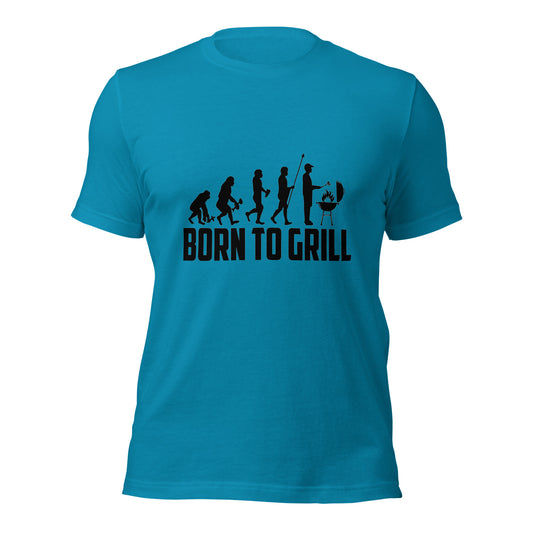 Born to Grill Neanderthal to Man T-Shirt – Funny BBQ Evolution Shirt